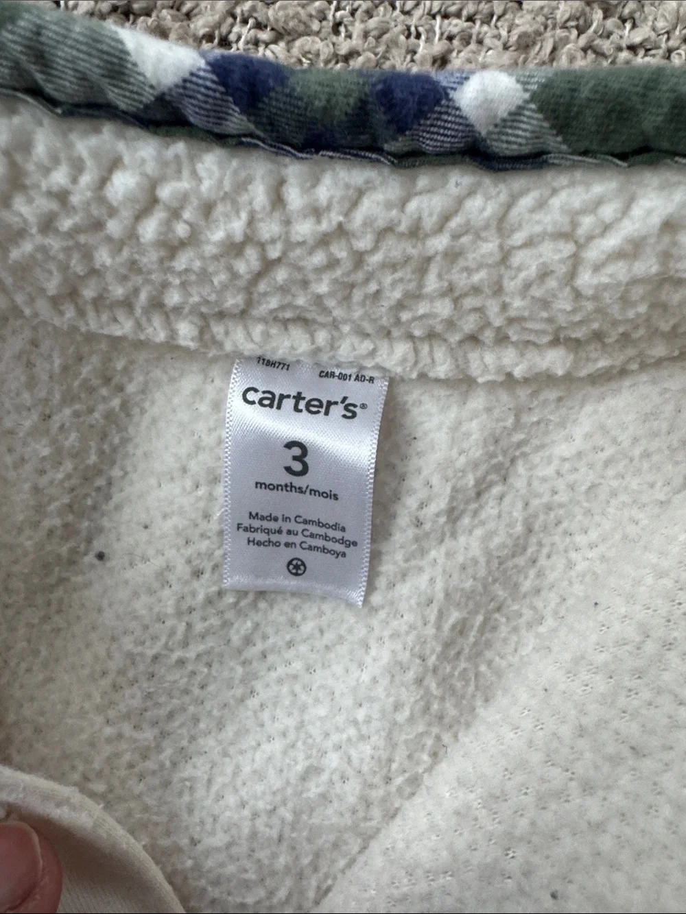 Carter’s Cozy Cream Sherpa One-Piece for Kids